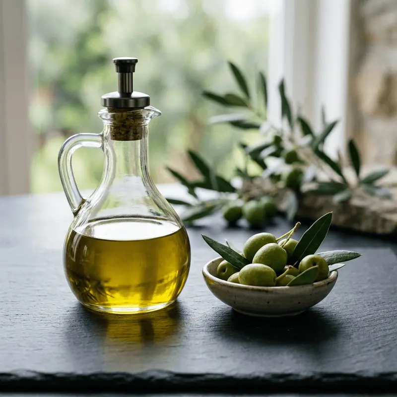 KI-generiertes Symbolbild: High-Polyphenol Olivenöl (Extra Nativ)