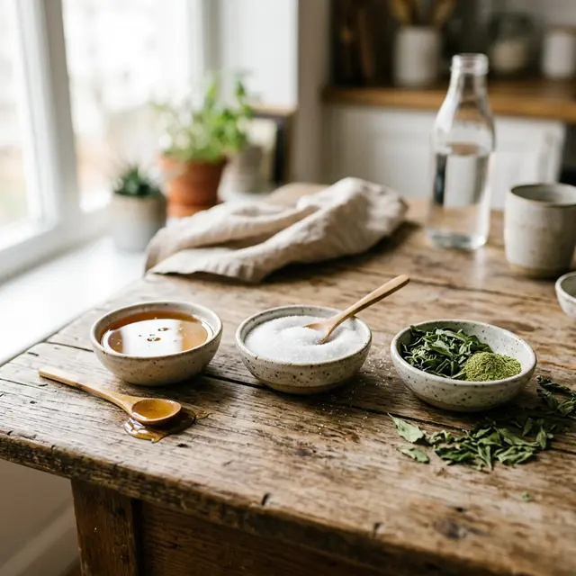 KI-generiertes Symbolbild: Honig, Yaconsirup oder Erythrit – Was ist die beste Zuckeralternative?